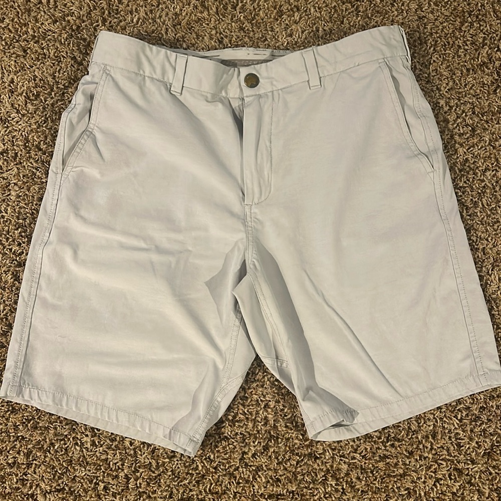 Johnnie-O Calcutta shorts.  Stone, size 32, 8.5 inch inseam, magnetic pockets.